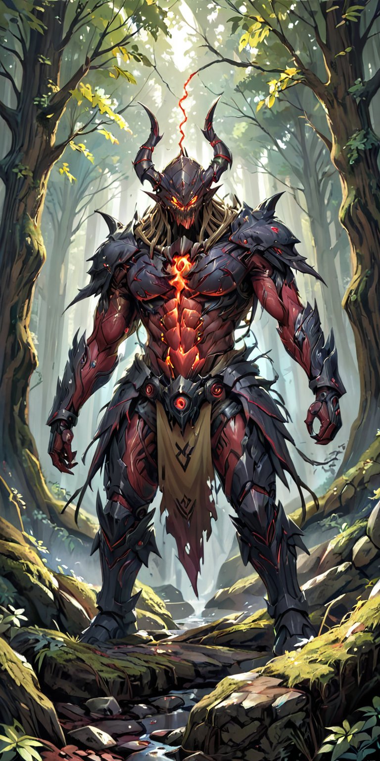 The Aberrant Watcher At the edge of a forbidden forest,  where the trees whisper dark secrets and the ground is tainted wi...