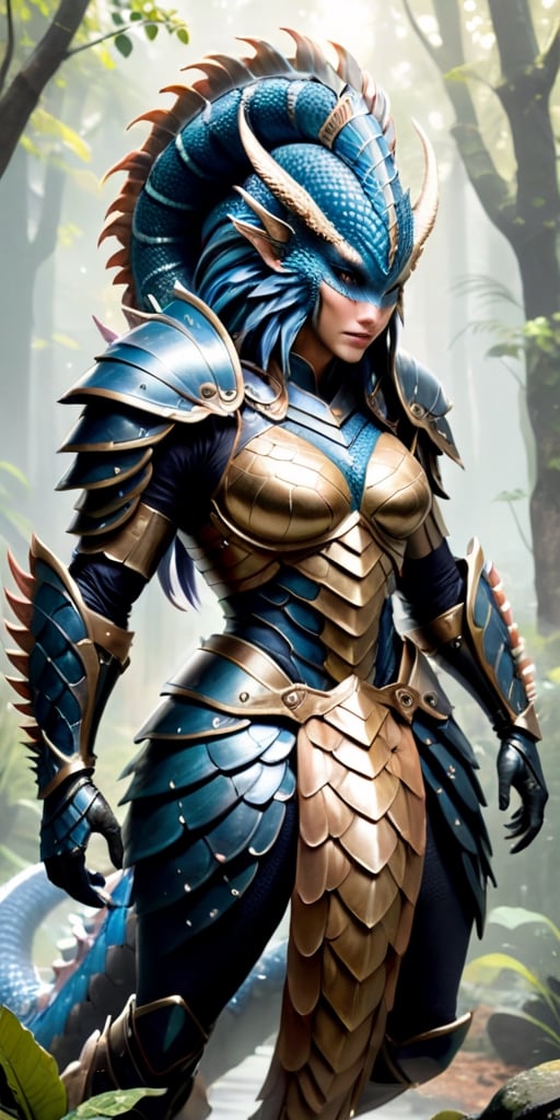 A creature with a body covered in thick,  armor-like scales that are impervious to most forms of attack. It has a long,  p...