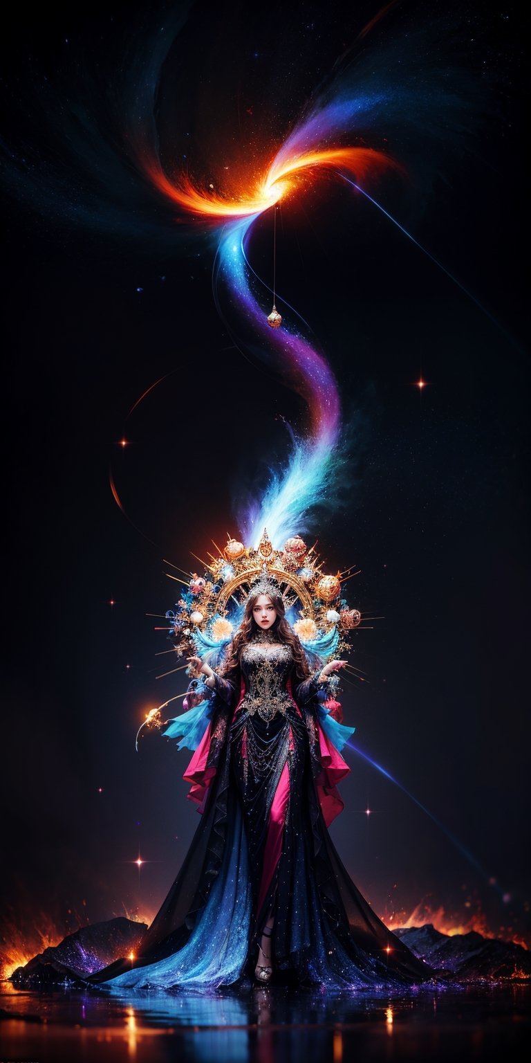 Cosmic Conductor of a Celestial Choir Soaring amidst a swirling vortex of nebulae,  her voice resonates with the primal mu...