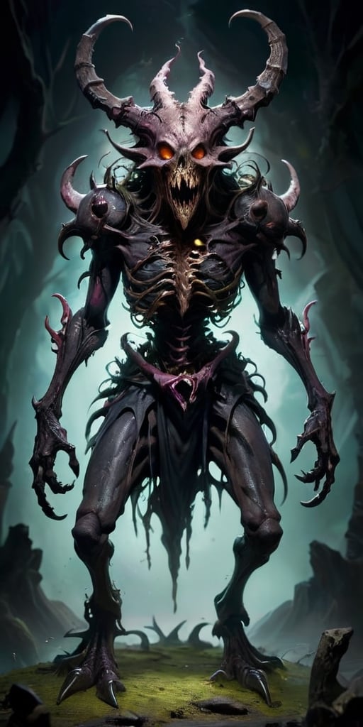 The Blightfiend Aberration A creature with a body that is bloated and distorted,  its flesh is mottled with necrotic wound...