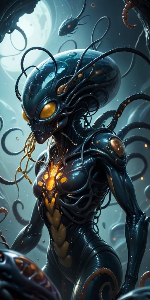 A hive mind of alien parasites that infects and controls its hosts. The parasites are slimy and grotesque,  with tendrils...