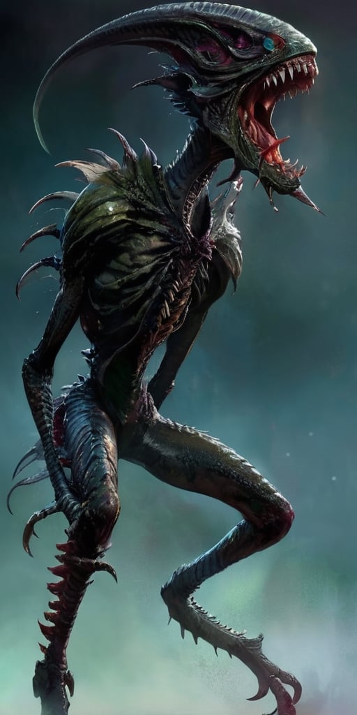 The Vilespawn Aberration A creature with a body that is twisted and deformed,  its limbs are elongated and spindly,  and i...
