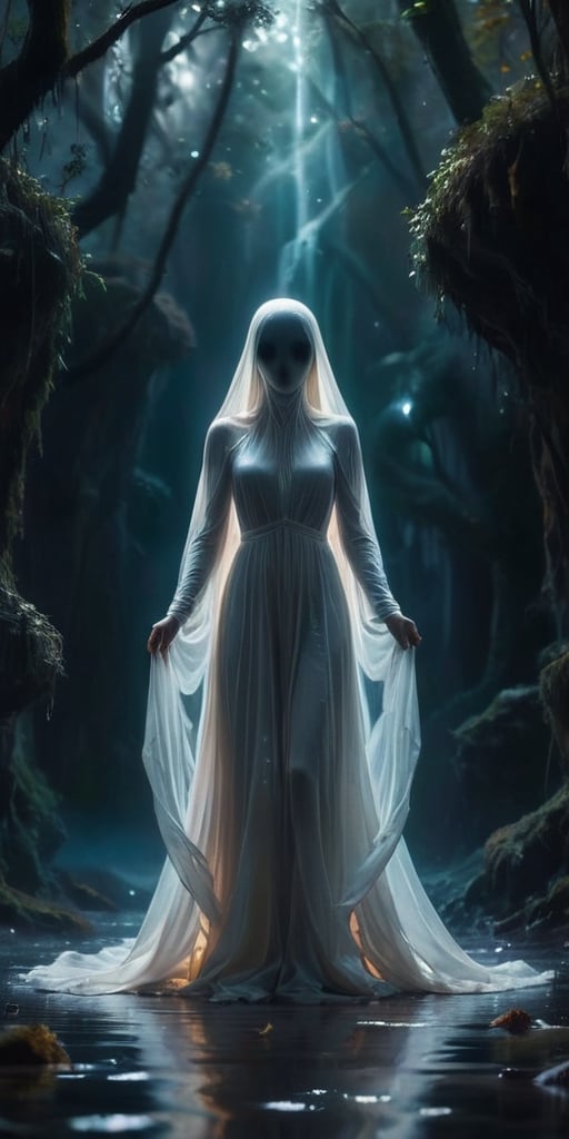 A group of ethereal,  ghost-like entities,  drifting aimlessly through space by Caption Master on Tensor.Art