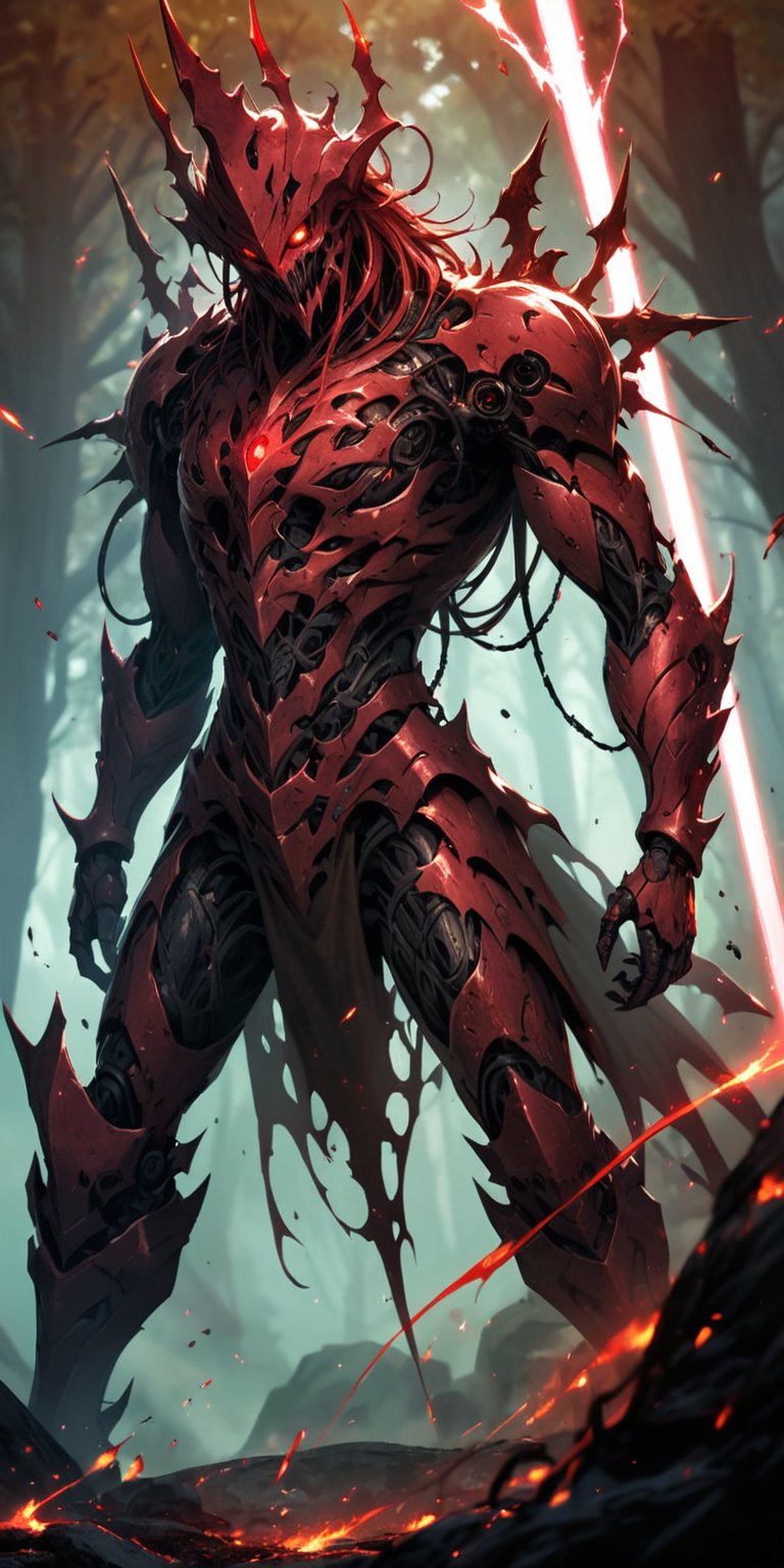 The Aberrant Watcher At the edge of a forbidden forest,  where the trees whisper dark secrets and the ground is tainted wi...