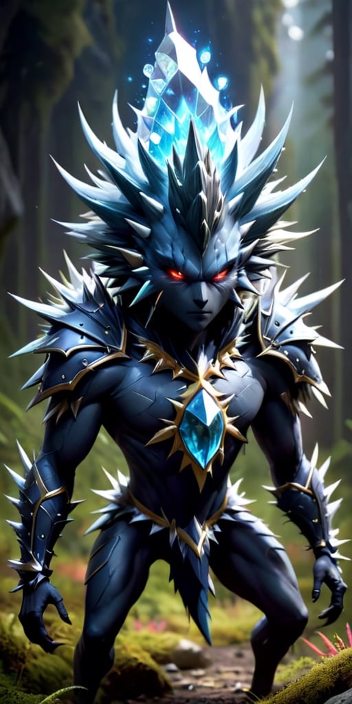 A creature with a body covered in sharp,  spiky protrusions that resemble crystals. It can launch these crystals at high s...