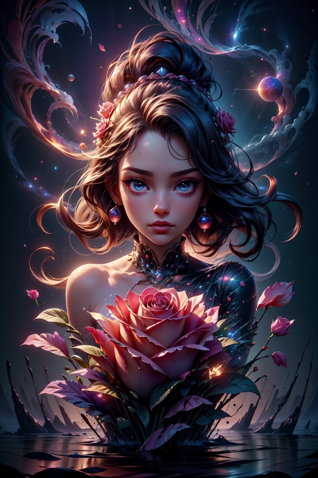 close up angle of (( floating on air)),  ( rose petal) ,  detailed focus by Caption Master on Tensor.Art