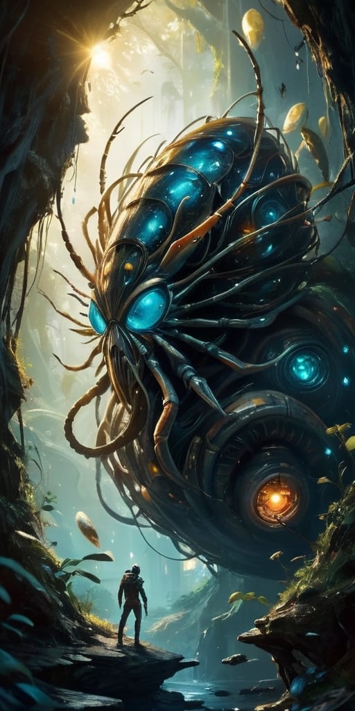 A hive-like structure,  comprised of thousands of interconnected tunnels and chambers,  inhabited by a colony of insectoid...