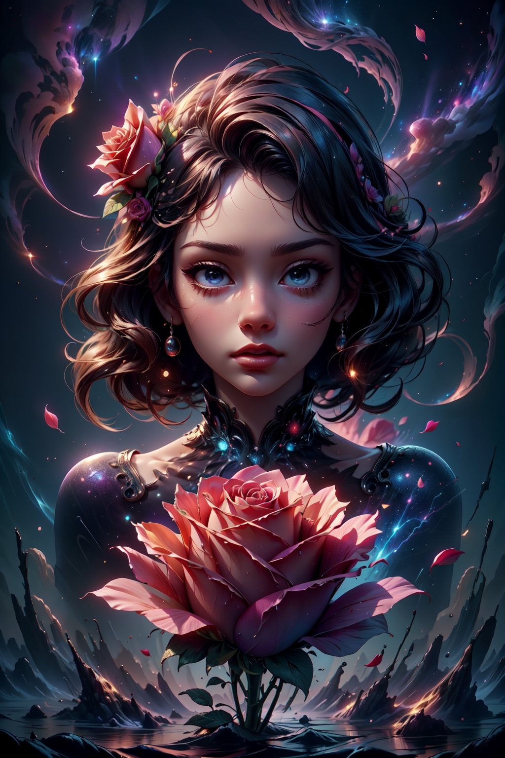 close up angle of (( floating on air)),  ( rose petal) ,  detailed focus by Caption Master on Tensor.Art