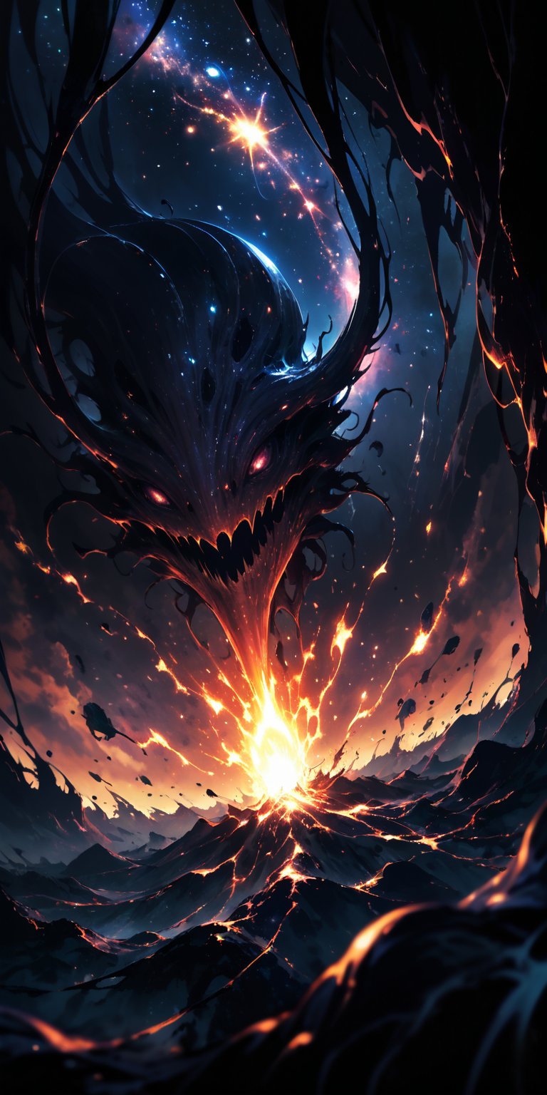 Cosmic Parasite:A creepy,  parasitic alien with tendrils and a bulbous,  glowing core by Caption Master on Tensor.Art