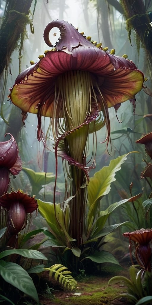 A creature that resembles a massive,  carnivorous plant with razor-sharp teeth and a gaping maw at the center of its petal...