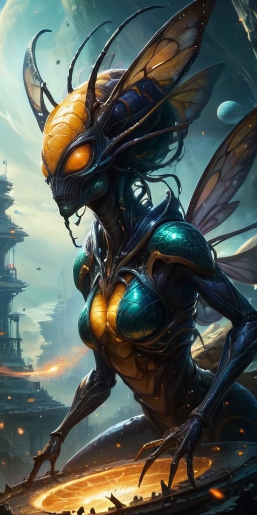 A hive of insectoid aliens that infest entire planets. They build towering nests that stretch into the sky,  and their que...