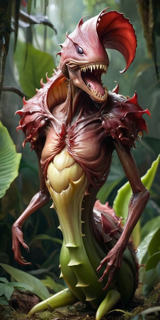 A creature that resembles a massive,  carnivorous plant with razor-sharp teeth and a gaping maw at the center of its petal...