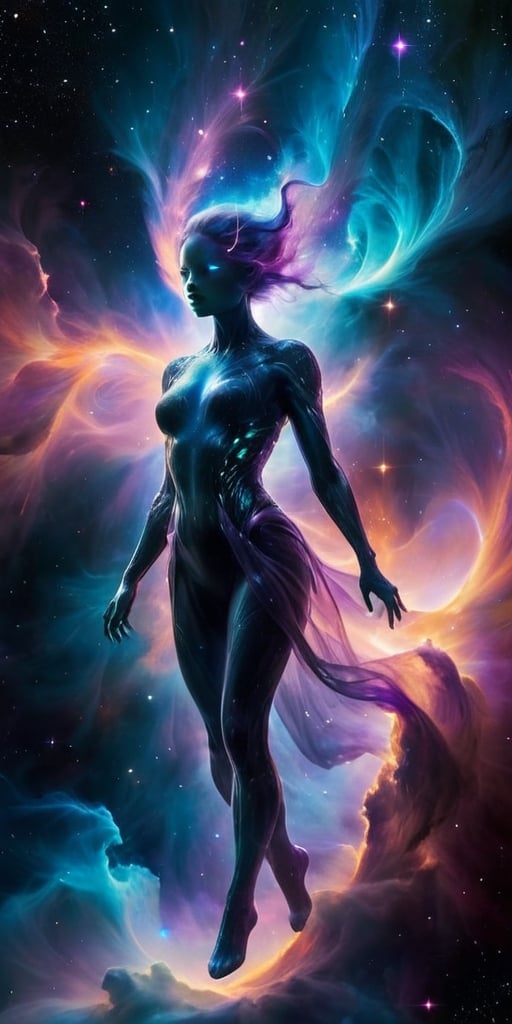 The Nebula Specter Drifting through a vibrant nebula,  a spectral entity materializes. It appears as a wispy,  ethereal fo...