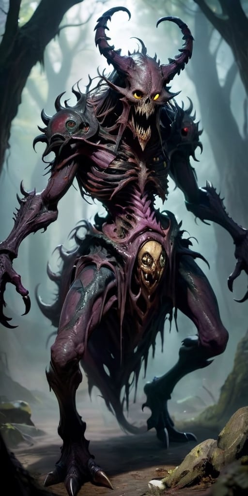 The Blightfiend Aberration A creature with a body that is bloated and distorted,  its flesh is mottled with necrotic wound...
