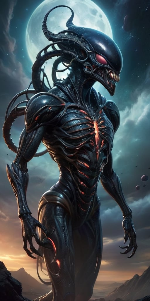 Suspended in the dark expanse of space,  a nightmarish creature,  born of both alien and monstrous origins by Caption Mast...