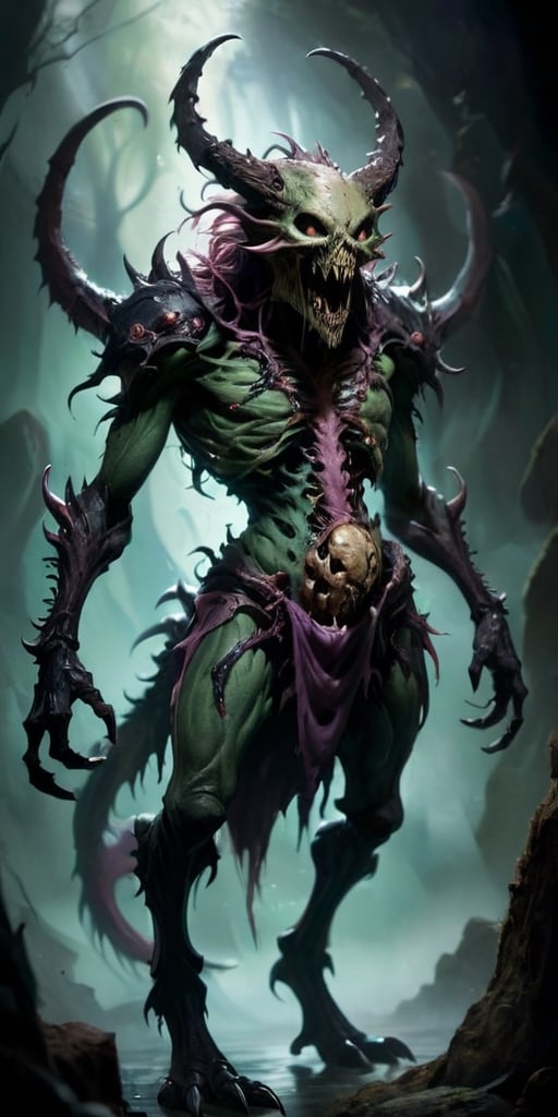 The Blightfiend Aberration A creature with a body that is bloated and distorted,  its flesh is mottled with necrotic wound...