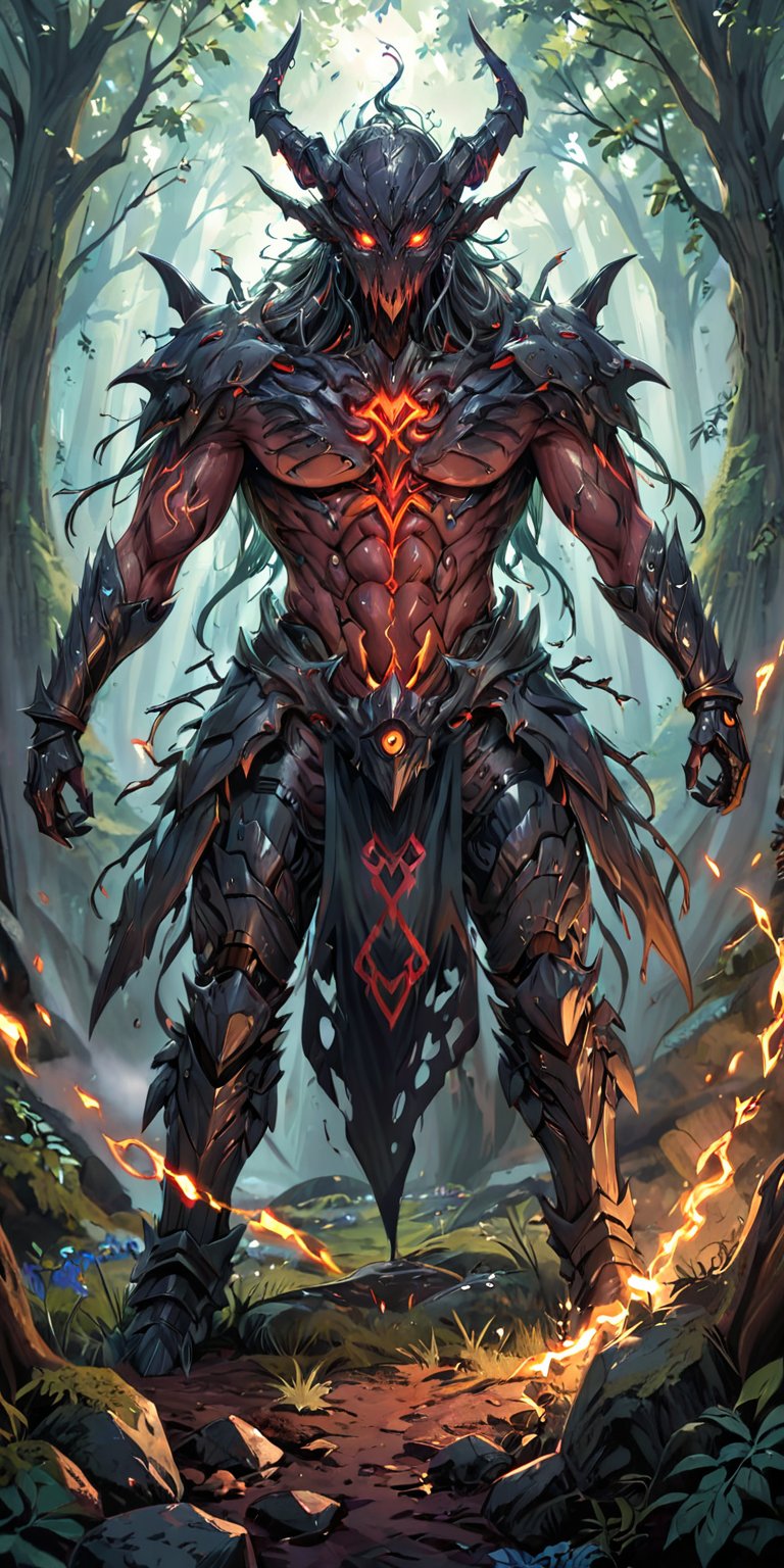 The Aberrant Watcher At the edge of a forbidden forest,  where the trees whisper dark secrets and the ground is tainted wi...