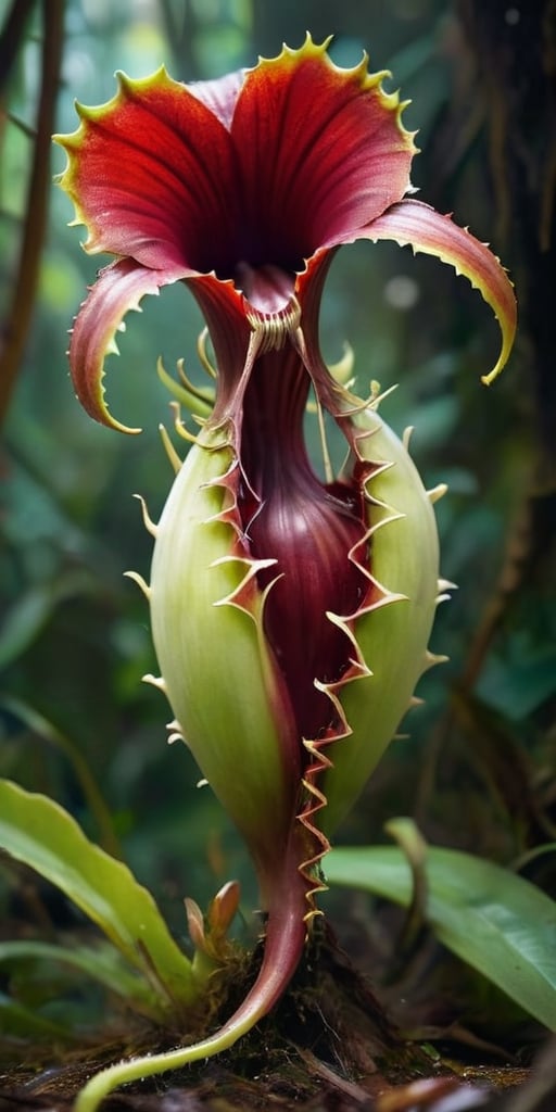 A creature that resembles a massive,  carnivorous plant with razor-sharp teeth and a gaping maw at the center of its petal...
