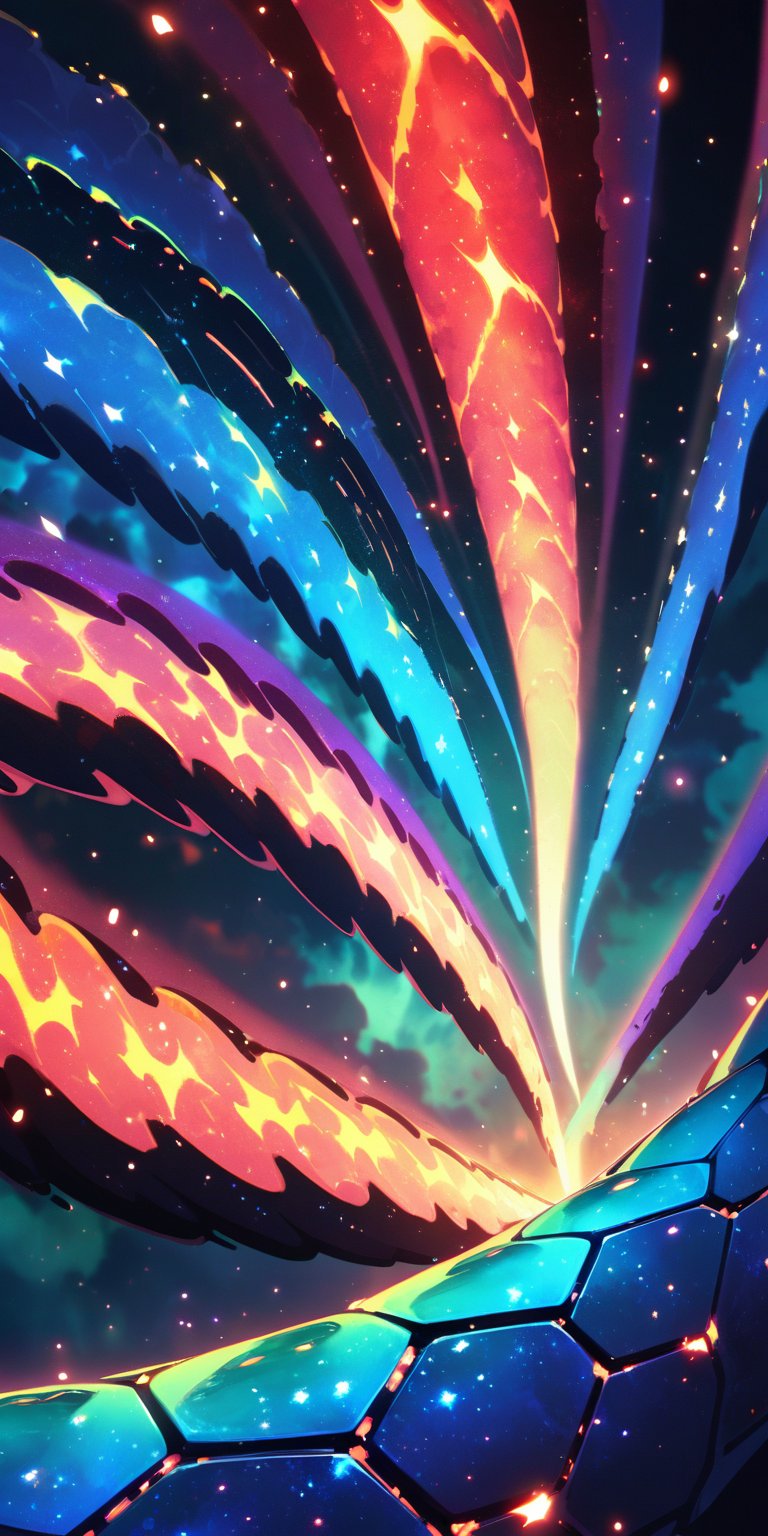 Nebula Serpent:A massive alien serpent with glowing scales and piercing eyes,  slithering through the colorful gases of a...