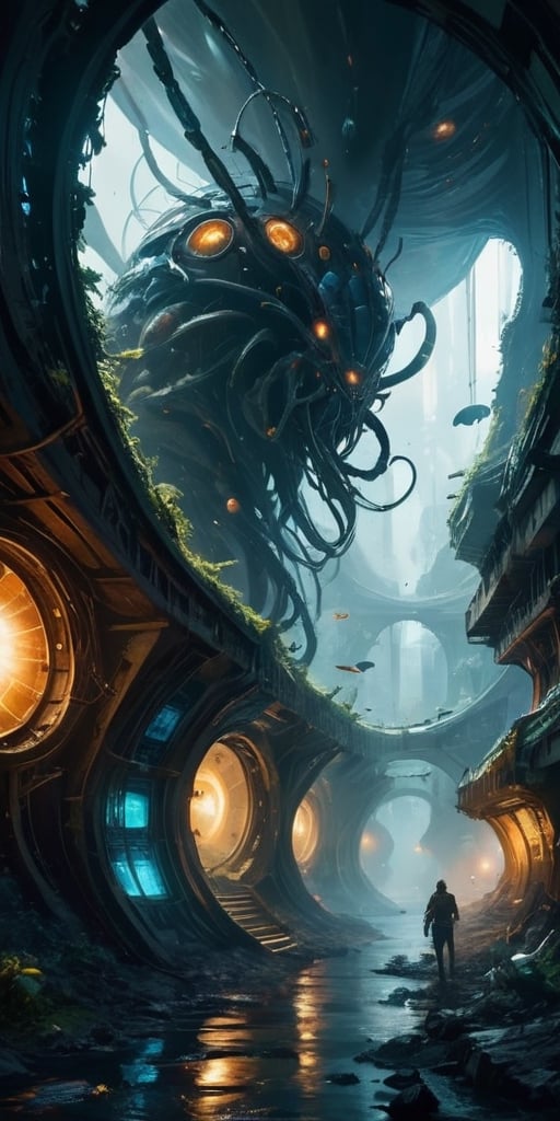 A hive-like structure,  comprised of thousands of interconnected tunnels and chambers,  inhabited by a colony of insectoid...