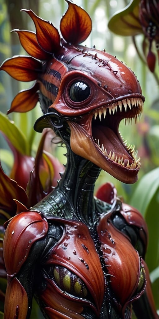 A creature that resembles a massive,  carnivorous plant with razor-sharp teeth and a gaping maw at the center of its petal...