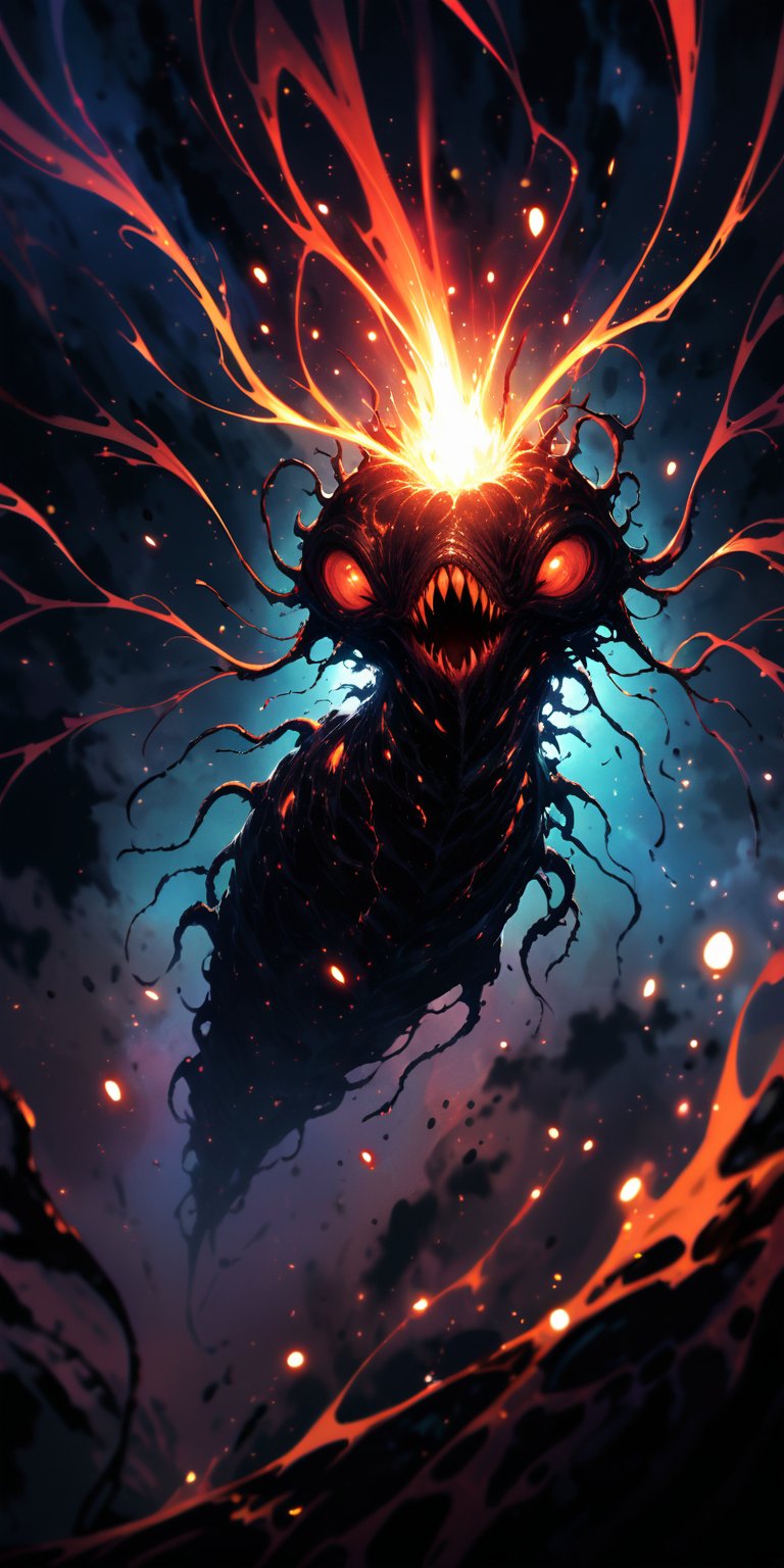 Cosmic Parasite:A creepy,  parasitic alien with tendrils and a bulbous,  glowing core by Caption Master on Tensor.Art