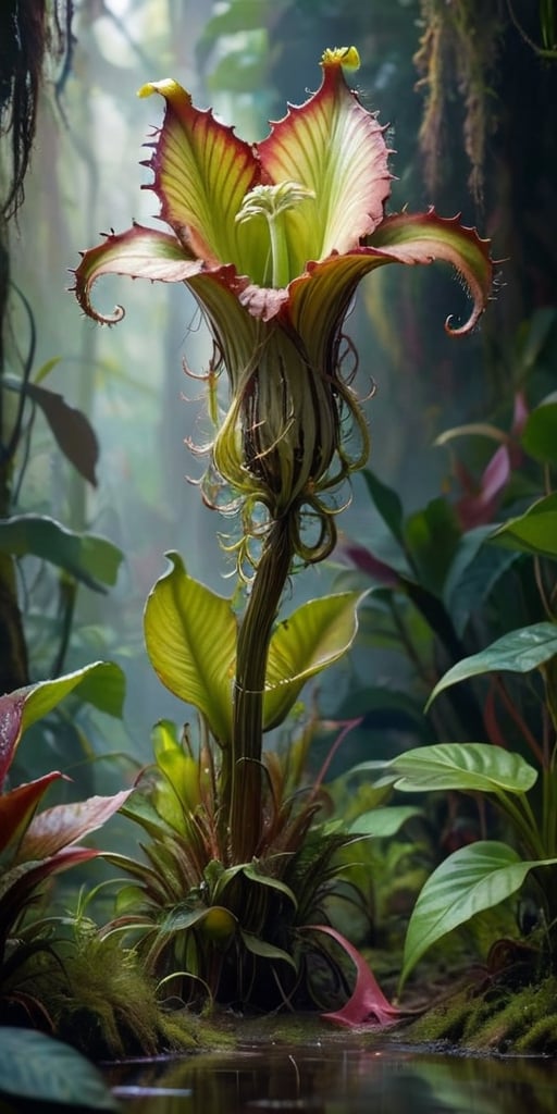 A creature that resembles a massive,  carnivorous plant with razor-sharp teeth and a gaping maw at the center of its petal...