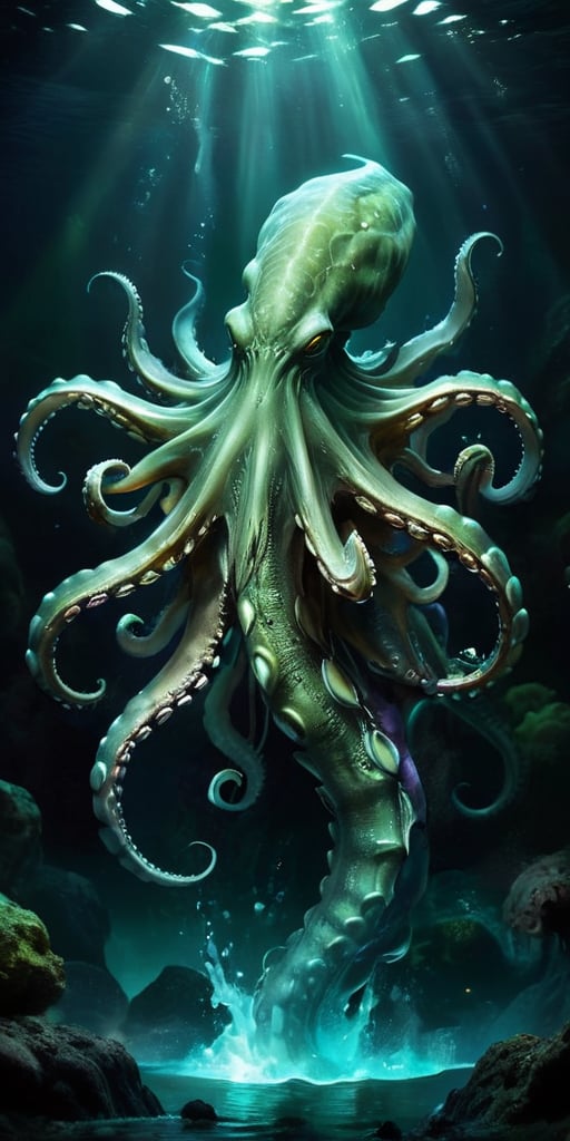 Abyssal Monstrosity A creature with the body of an octopus and the head of a predatory dinosaur,  with tentacles that end...