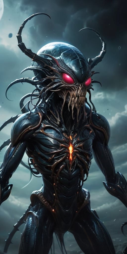 Suspended in the dark expanse of space,  a nightmarish creature,  born of both alien and monstrous origins by Caption Mast...