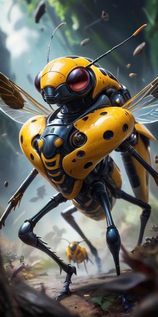 A swarm of small,  insect-like creatures with crystalline exoskeletons,  swarming around a disabled spacecraft like a clou...