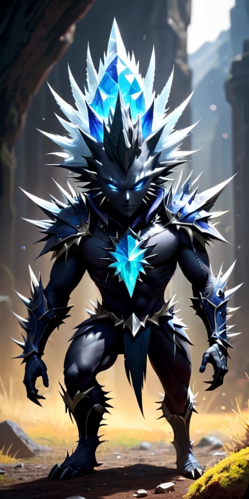 A creature with a body covered in sharp,  spiky protrusions that resemble crystals. It can launch these crystals at high s...