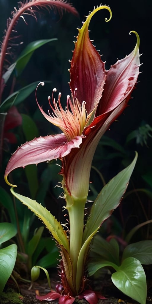 A creature that resembles a massive,  carnivorous plant with razor-sharp teeth and a gaping maw at the center of its petal...