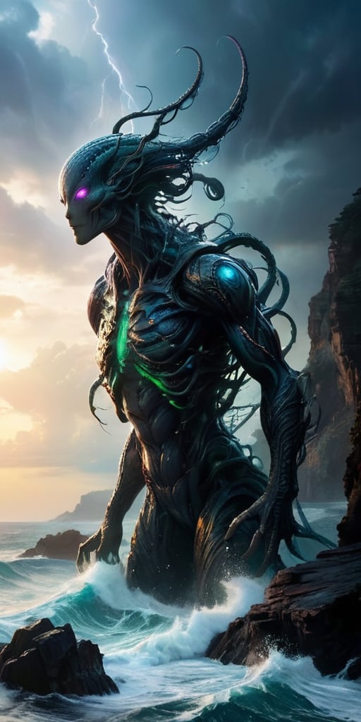 Galactic Aberration A towering entity with a humanoid torso,  but its arms are elongated,  ending in writhing tendrils. It...