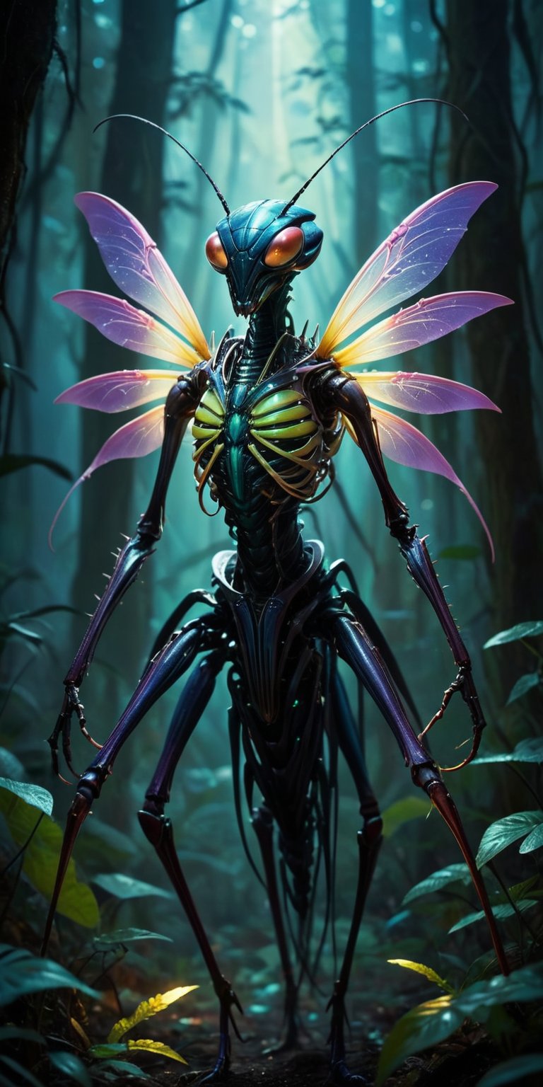 Lurking Fiend A spindly,  insectoid creature with elongated limbs ending in sharp,  blade-like claws. Its head resembles t...