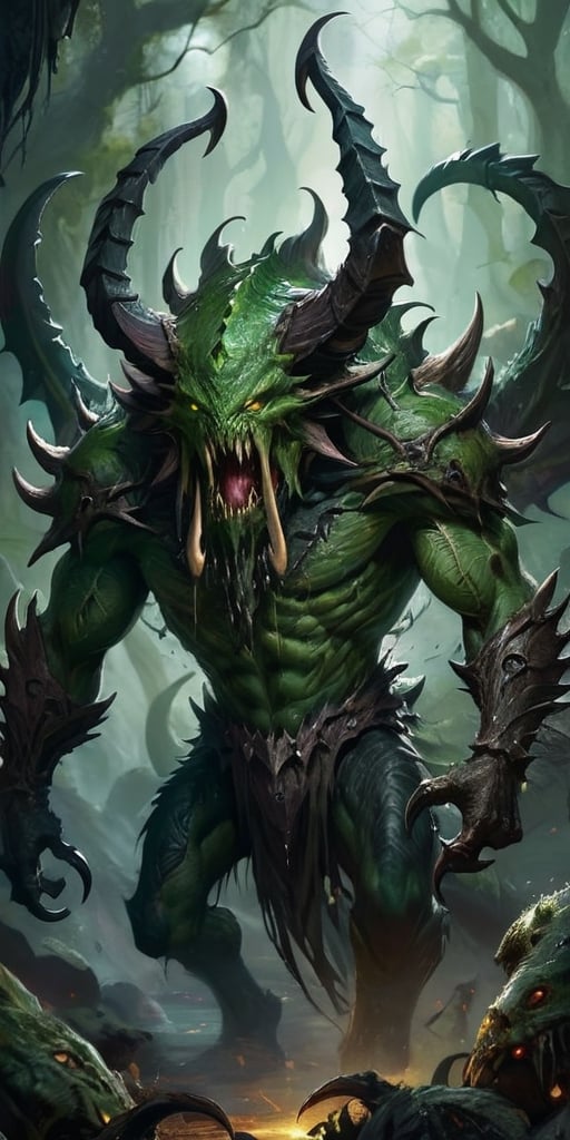 The Blightclaw Devourer A creature with claws that are long and razor-sharp,  its skin is a sickly shade of green and cove...