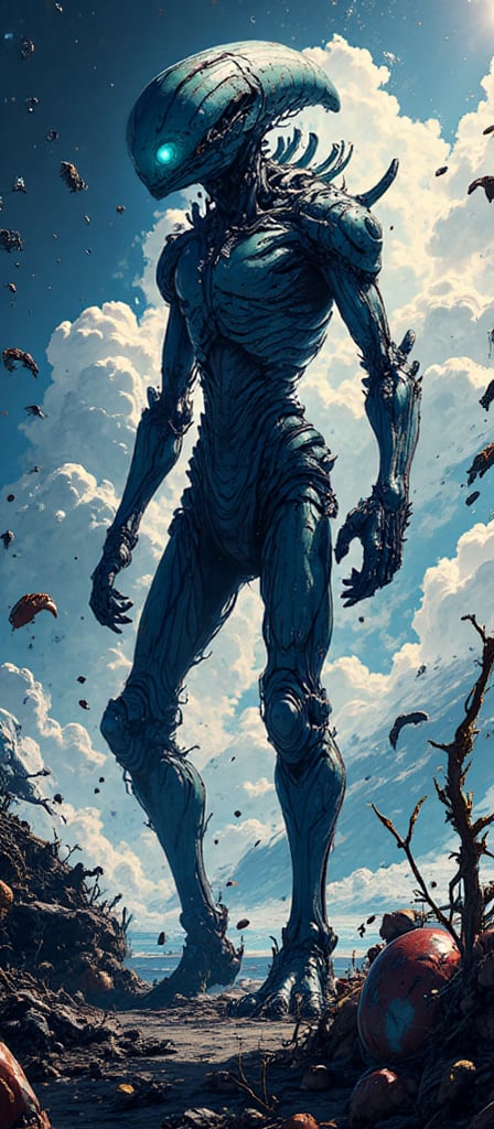 A towering alien monster,  with a body that seems to be part organic,  part mechanical by Caption Master on Tensor.Art