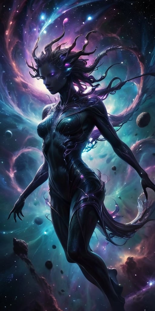The Astral Devourer Drifting through the astral plane,  where reality is fluid and ever-changing,  floats a creature of pu...