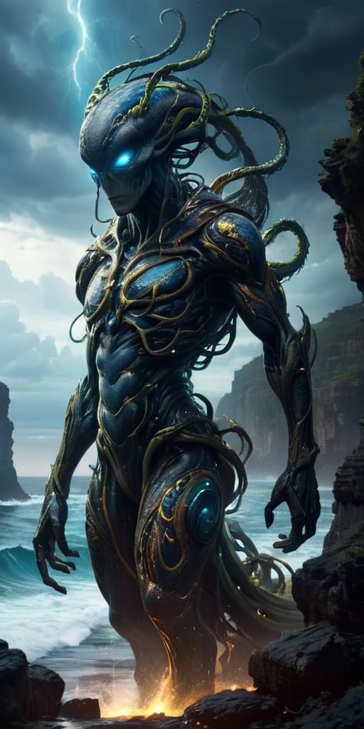Galactic Aberration A towering entity with a humanoid torso,  but its arms are elongated,  ending in writhing tendrils. It...
