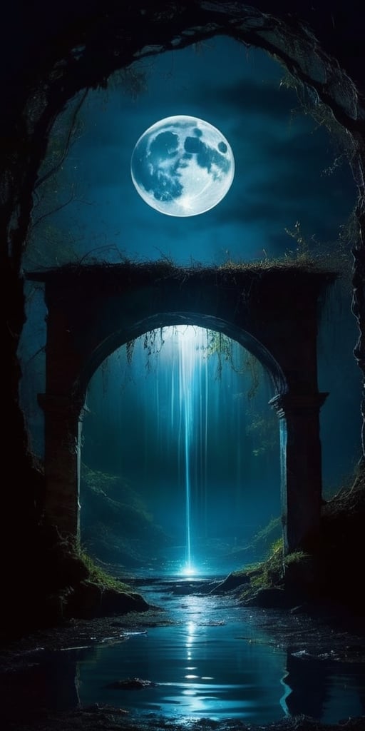 Peer into a forgotten well,  its surface reflecting a distorted image of the full moon. A spectral figure emerges from the...