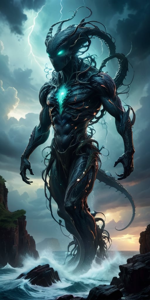 Galactic Aberration A towering entity with a humanoid torso,  but its arms are elongated,  ending in writhing tendrils. It...
