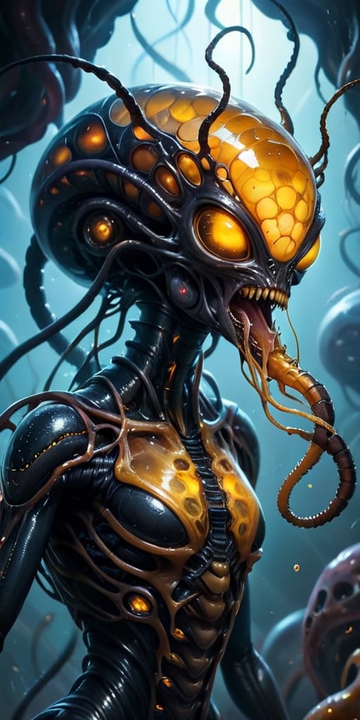 A hive mind of alien parasites that infects and controls its hosts. The parasites are slimy and grotesque,  with tendrils...