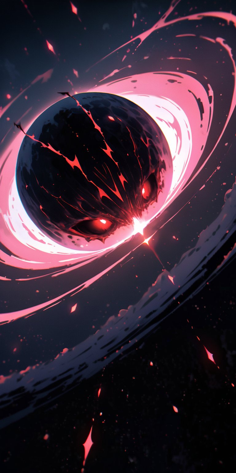 Intergalactic Demon:A demonic alien entity with bat-like wings and glowing runes etched into its skin,  hovering in the co...