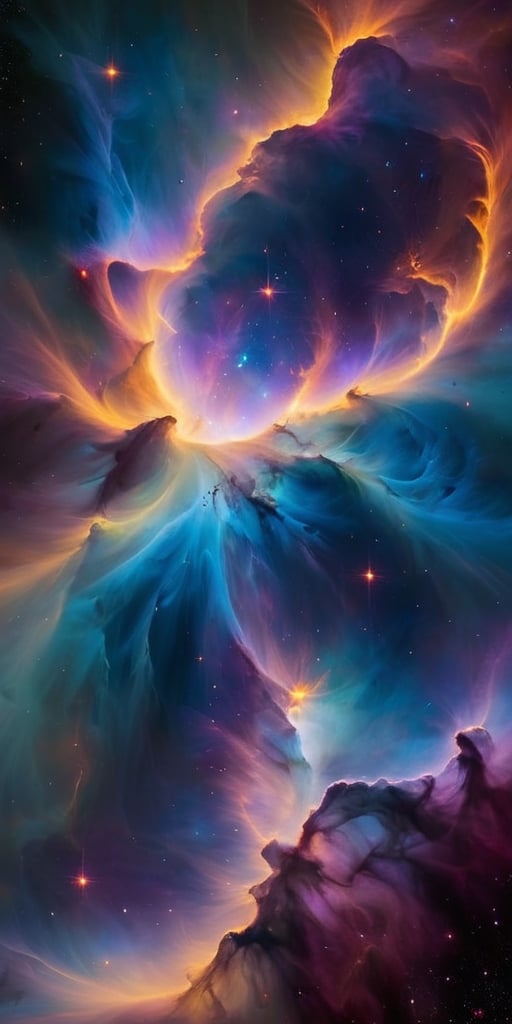 The Nebula Specter Drifting through a vibrant nebula,  a spectral entity materializes. It appears as a wispy,  ethereal fo...