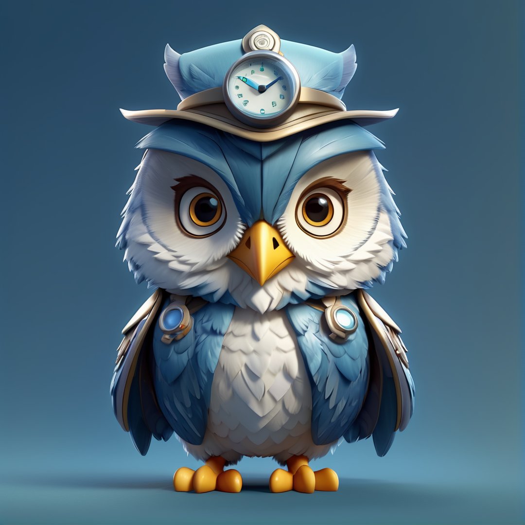 (full body) cute owl doctor, sharp eyes, extremely detailed, intricate details, muted color scheme, subtle gradients, photorealistic, 8k, 3d style,gabumon