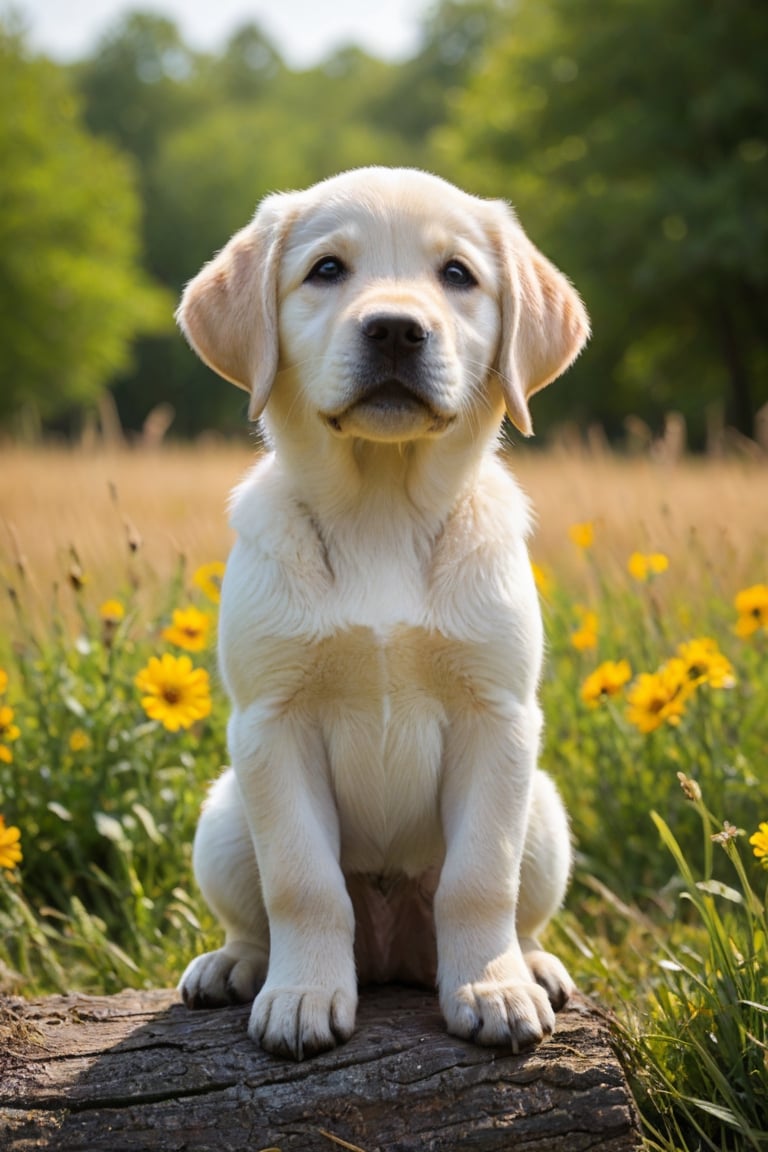 labrador retriever puppy on a beautiful summer day