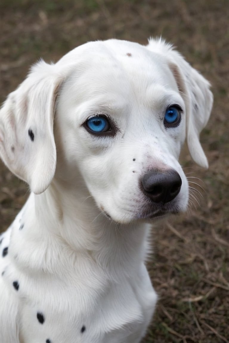 a white dalmatian with blue eyes