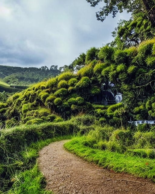 (((best quality))),single build,architecture, blue_sky, building,cloudy_sky, day, fantasy, fence, field, house, build,architecture,landscape, moss, outdoors, overgrown, path, river, road, rock, scenery, sky, sword, tower, tree, waterfall