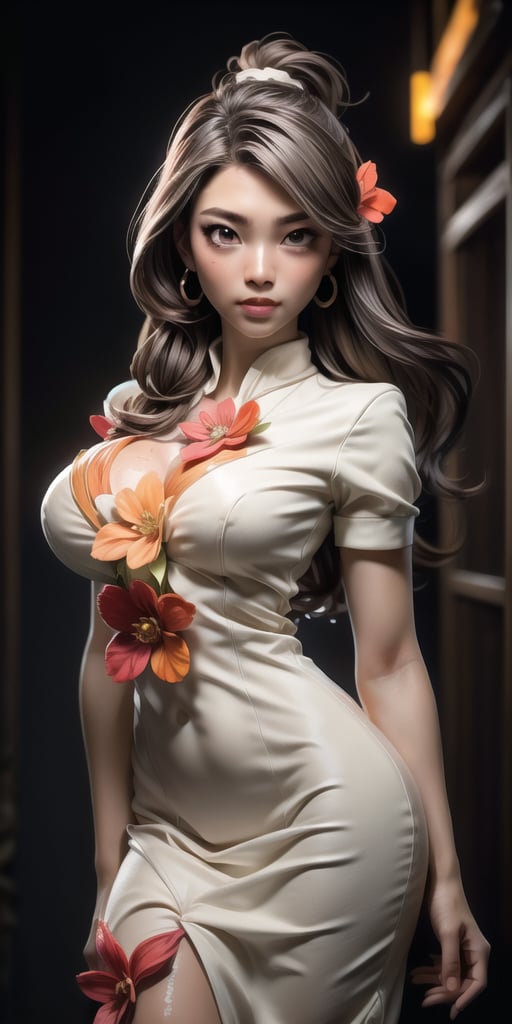 (full length shot: 1.5), high quality, photorealistic, raw photo, photo portrait of a beautiful woman, samurai, flower in hair, tight dress, deep neckline, size 3 breasts, sexy breasts, (white face), white eyes, eye arrows, gray hair, perfect lips, sakura, dynamic pose, masterpiece, highly detailed, high resolution, multicolor, dark background, flower stained glass, red stained glass, exposure blending, medium shot, bokeh (hdr: 1.4), high contrast, (cinematic, white and orange), (dim colors, wet colors, soothing tones: 1.3), Professional photography by Lee Jefferies.
perfect light