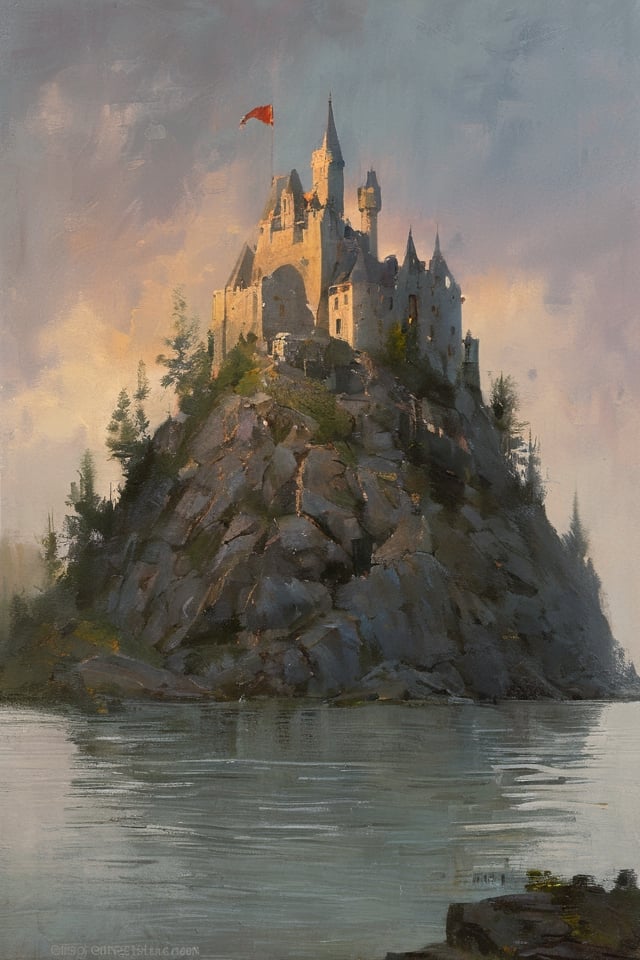 masterpiece,  castle on a rock in a lake ,  greg rutkowski by user_gdev13 on Tensor.Art