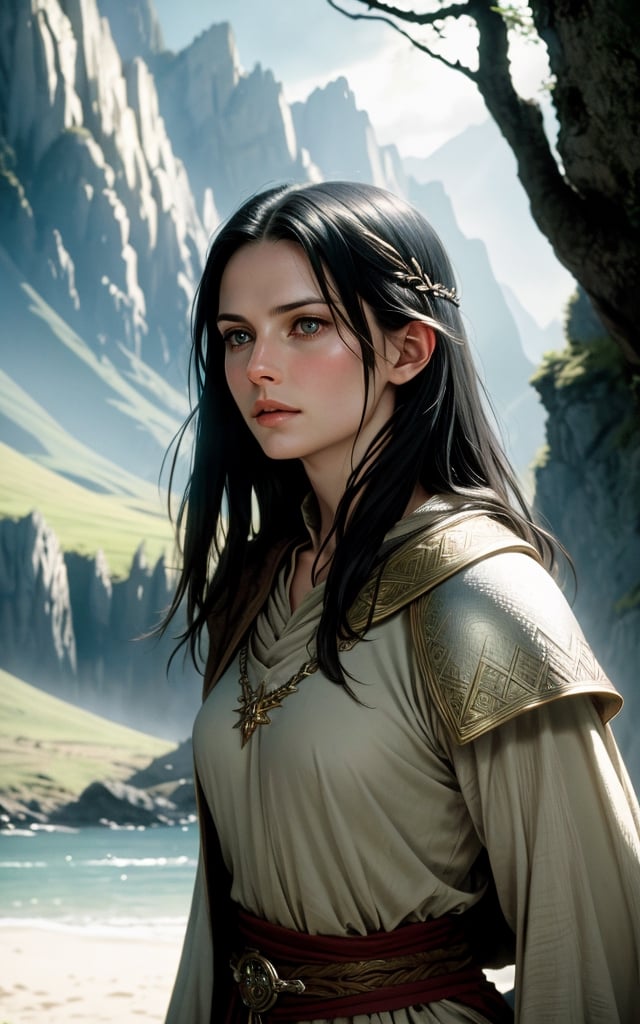 photo of arwen undomiel from Lord of the Rings,  film grain,  dramatic cinematic lut by The*cats-lover on Tensor.Art